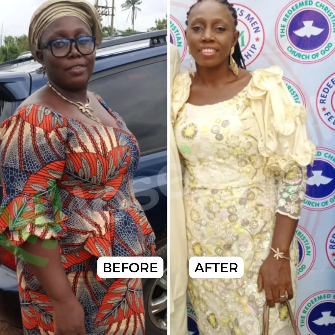 A member's before and after photos, side by side.