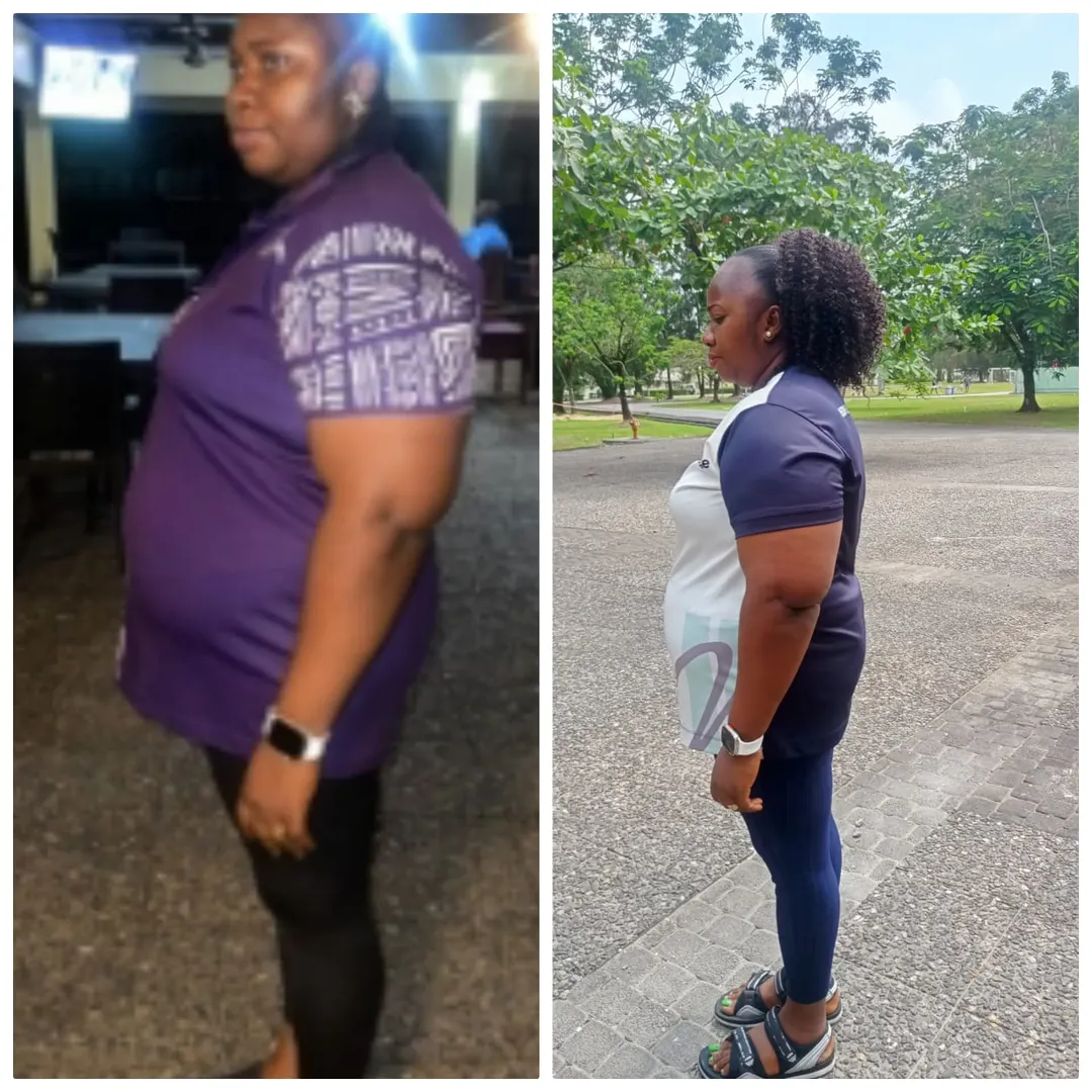 A member's before and after photos, side by side.