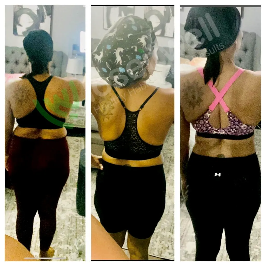 A member's before and after photos, progression.