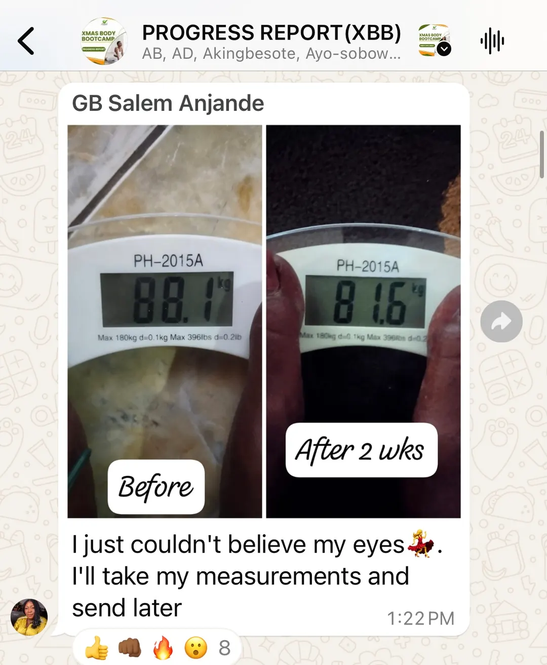 A member's result photo.