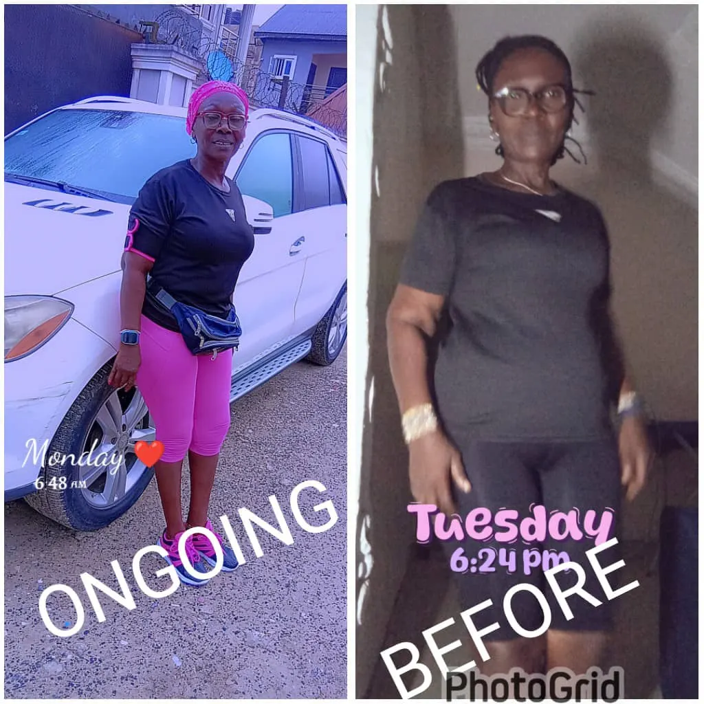 A member's before and after photos, side by side.