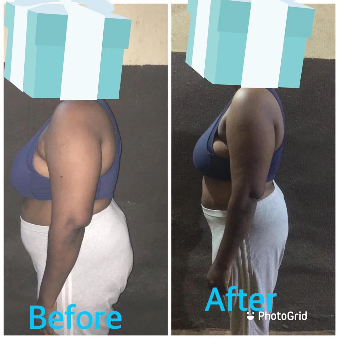 A member's before and after photos, side by side.