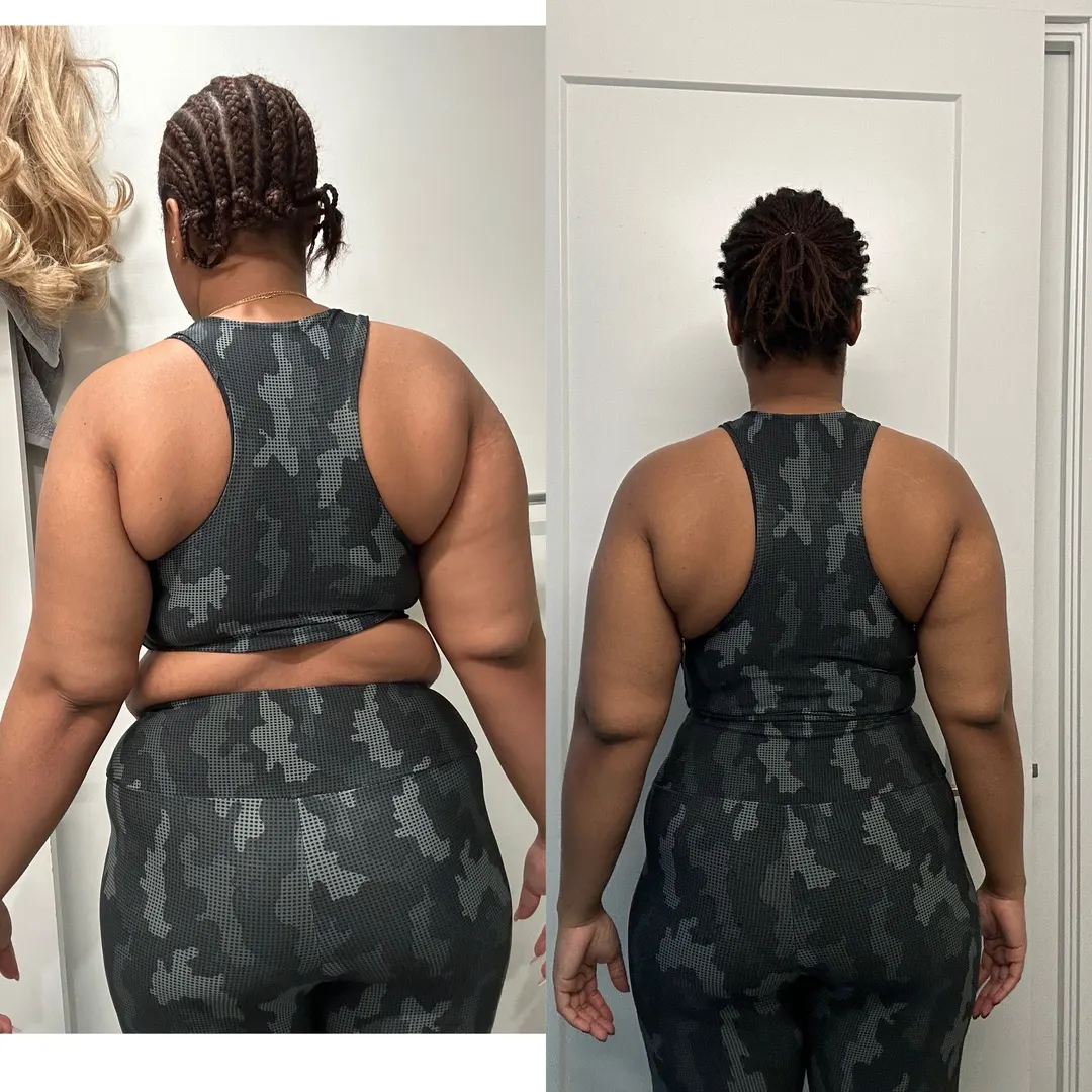 A member's before and after photos, side by side.