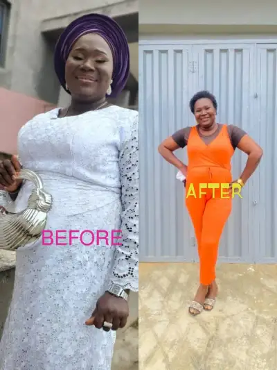 A member's before and after photos, side by side.