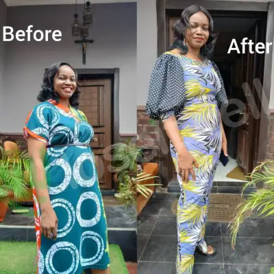 A member's before and after photos, side by side.