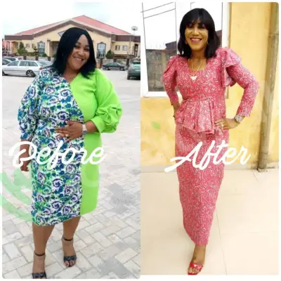 A member's before and after photos, side by side.