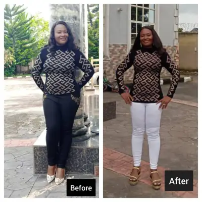A member's before and after photos, side by side.