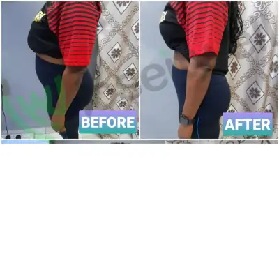 A member's before and after photos, side by side.