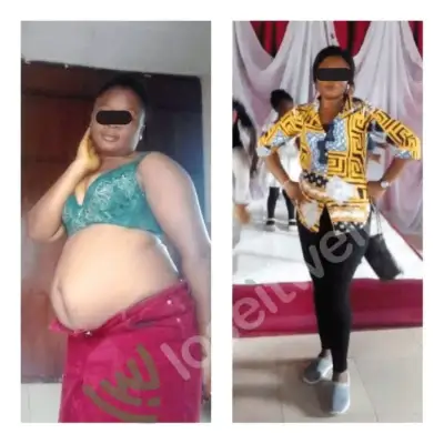 A member's before and after photos, side by side.