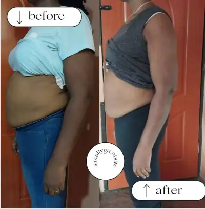 A member's before and after photos, side by side.