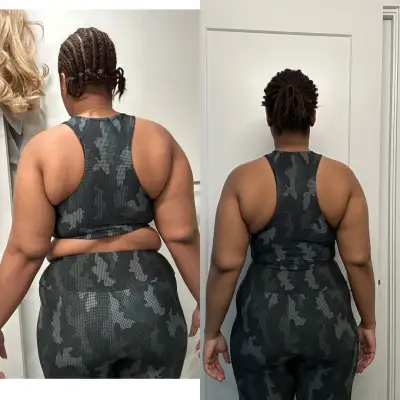 A member's before and after photos, side by side.