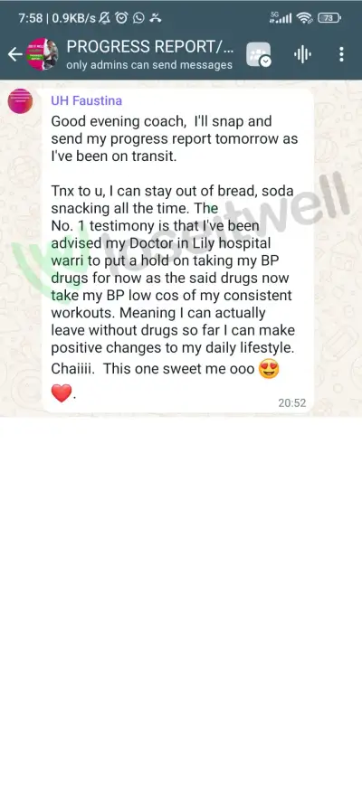 A member's WhatsApp message, shared as originally written. Phone numbers are blurred.