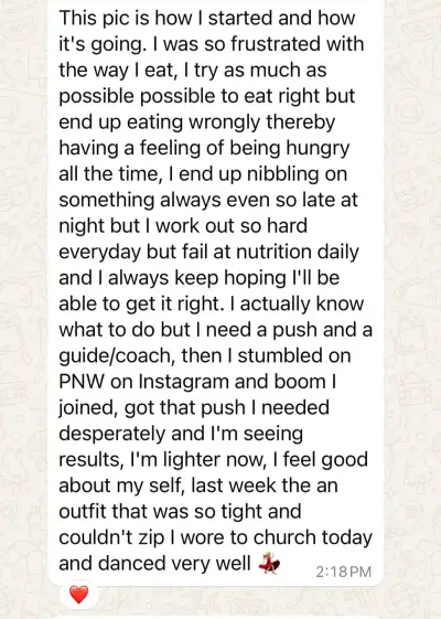 A member's WhatsApp message, shared as originally written. Phone numbers are blurred.