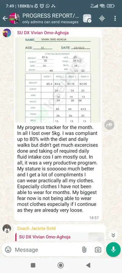 A member's WhatsApp message, shared as originally written. Phone numbers are blurred.