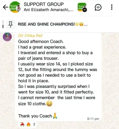 A member's WhatsApp message, shared as originally written. Phone numbers are blurred.