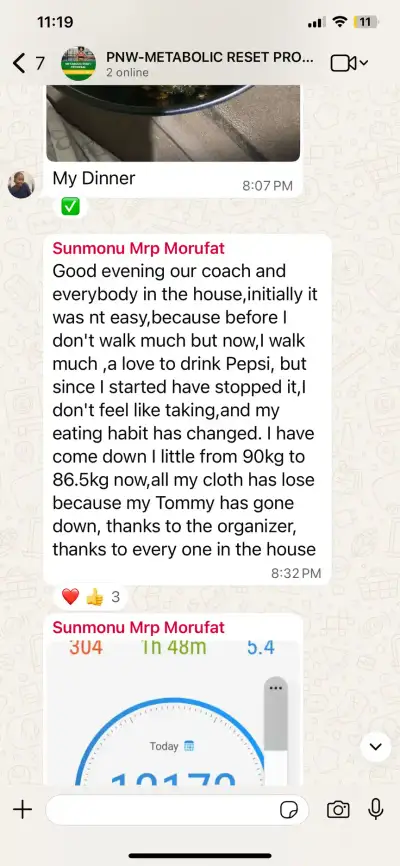 A member's WhatsApp message, shared as originally written. Phone numbers are blurred.
