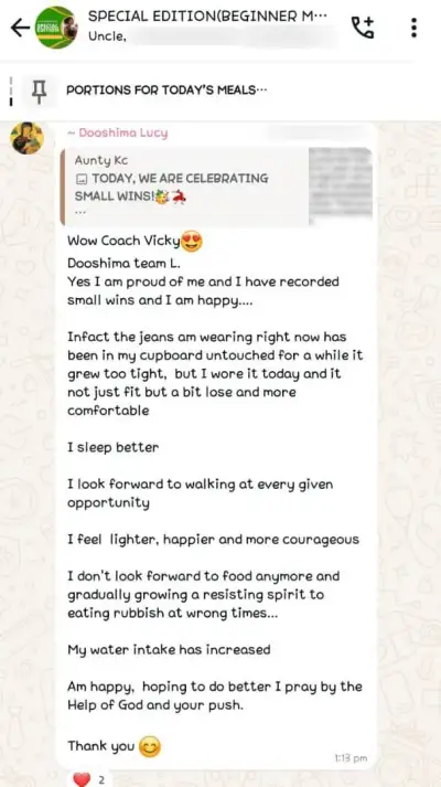 A member's WhatsApp message, shared as originally written. Phone numbers are blurred.