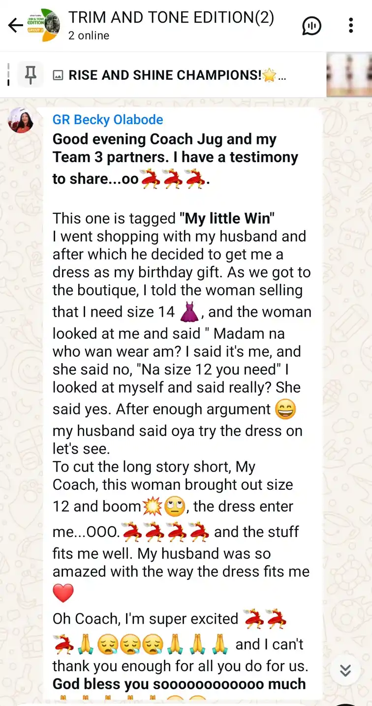 A member's WhatsApp message, shared as originally written. Phone numbers are blurred.