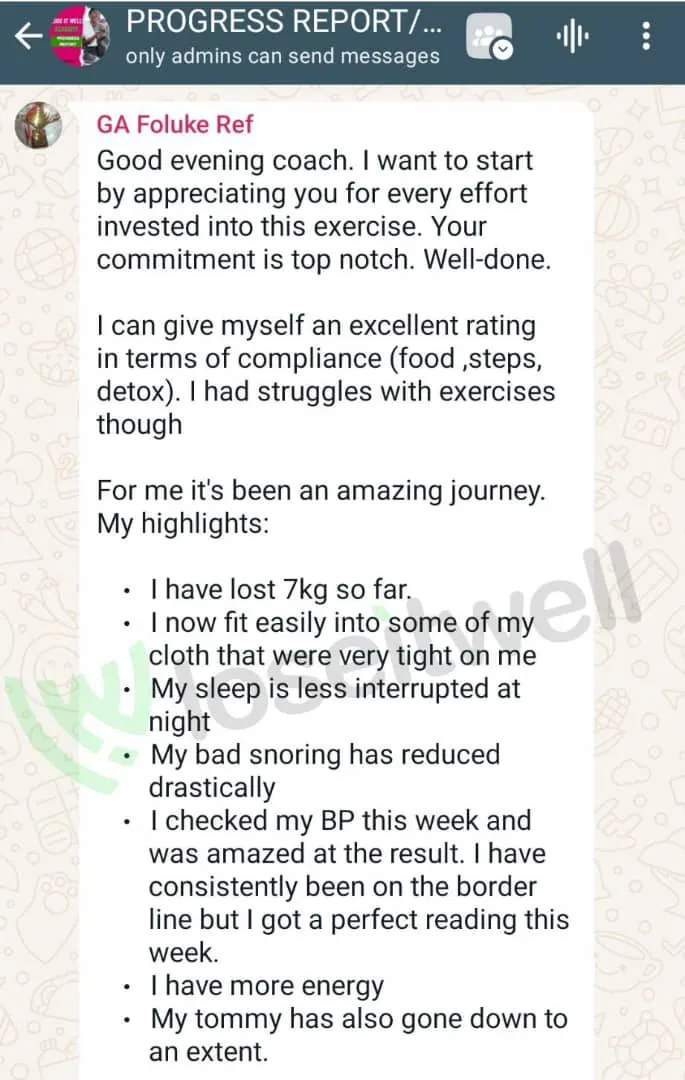 A member's WhatsApp message, shared as originally written. Phone numbers are blurred.
