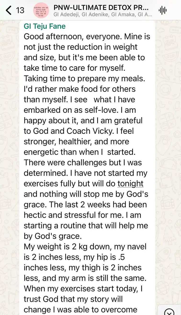 A member's WhatsApp message, shared as originally written. Phone numbers are blurred.