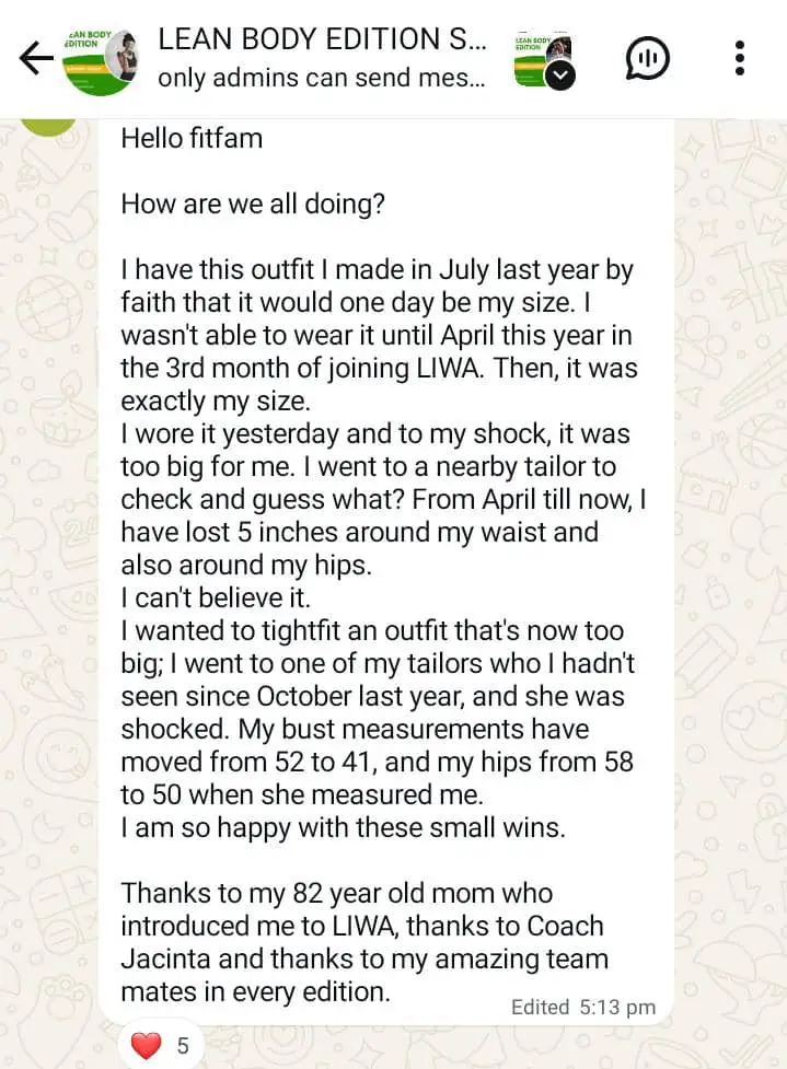 A member's WhatsApp message, shared as originally written. Phone numbers are blurred.