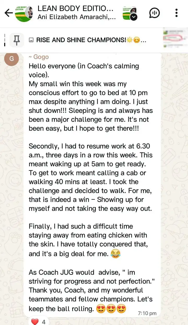 A member's WhatsApp message, shared as originally written. Phone numbers are blurred.