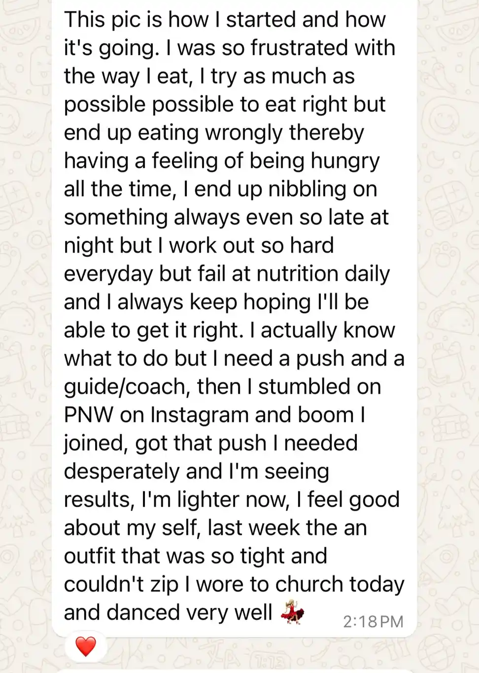 A member's WhatsApp message, shared as originally written. Phone numbers are blurred.