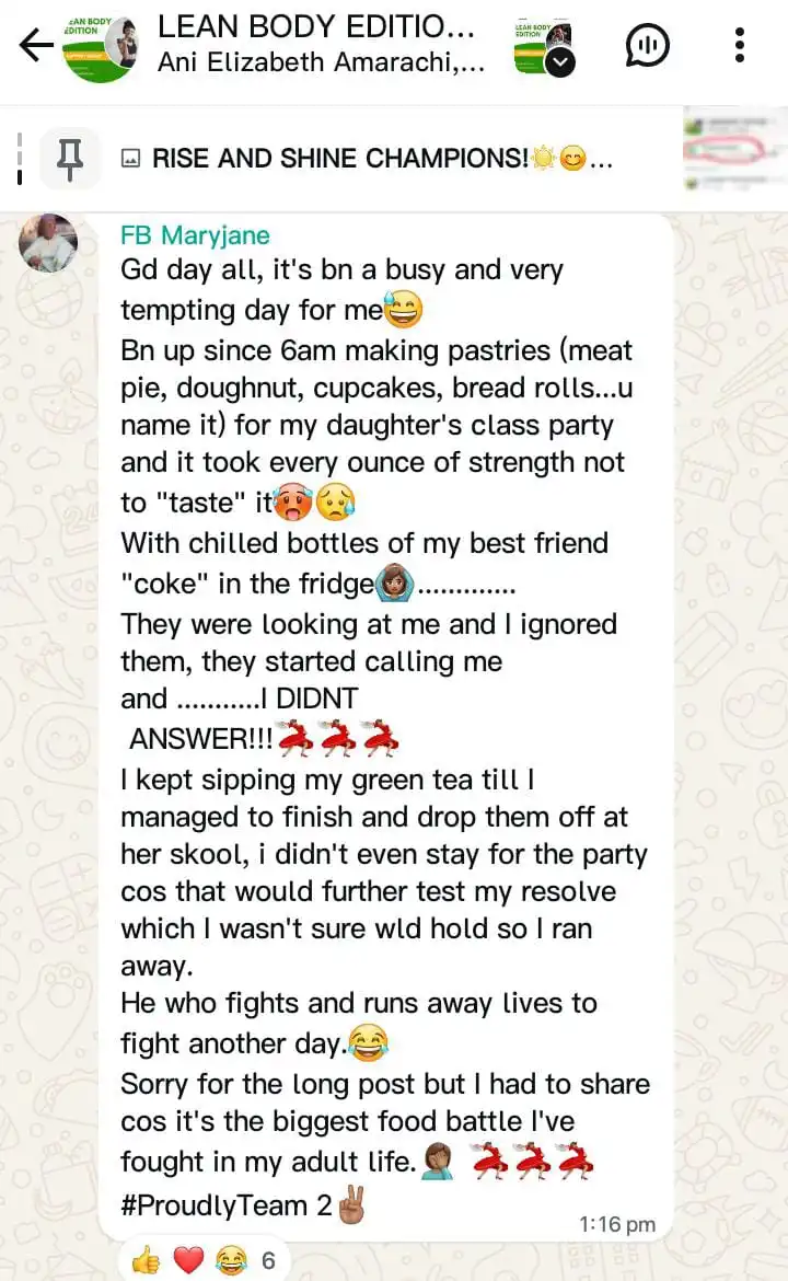 A member's WhatsApp message, shared as originally written. Phone numbers are blurred.
