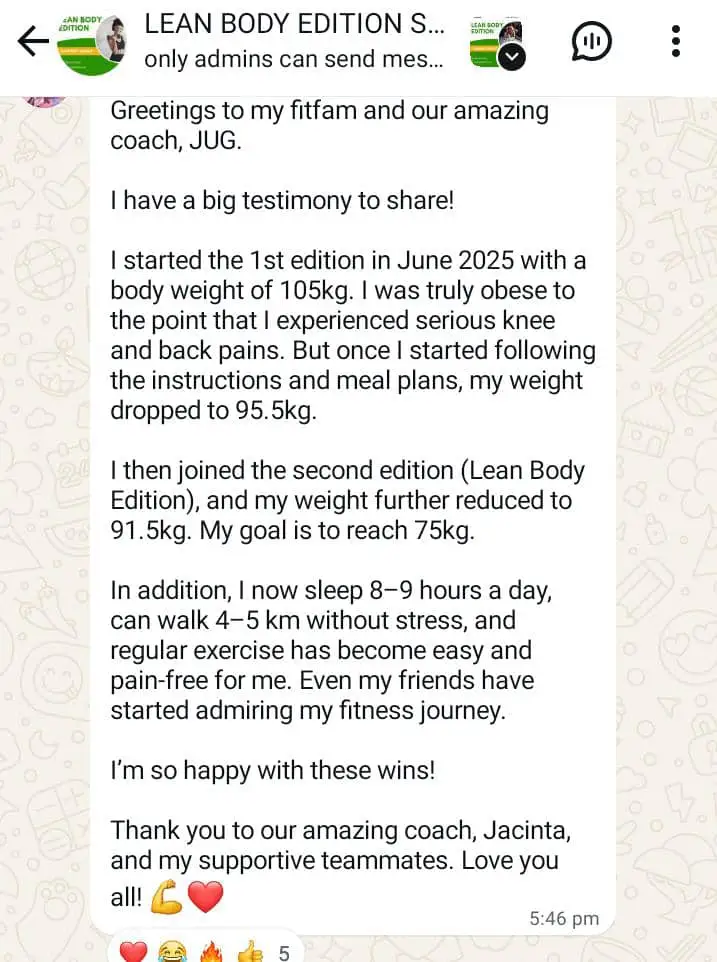 A member's WhatsApp message, shared as originally written. Phone numbers are blurred.