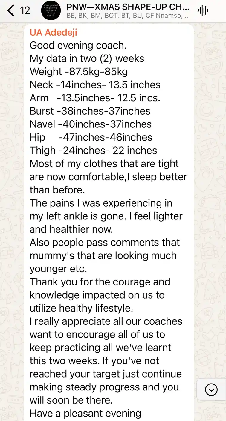 A member's WhatsApp message, shared as originally written. Phone numbers are blurred.