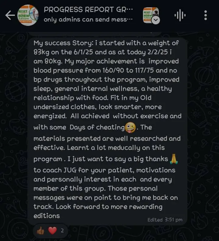 A member's WhatsApp message, shared as originally written. Phone numbers are blurred.
