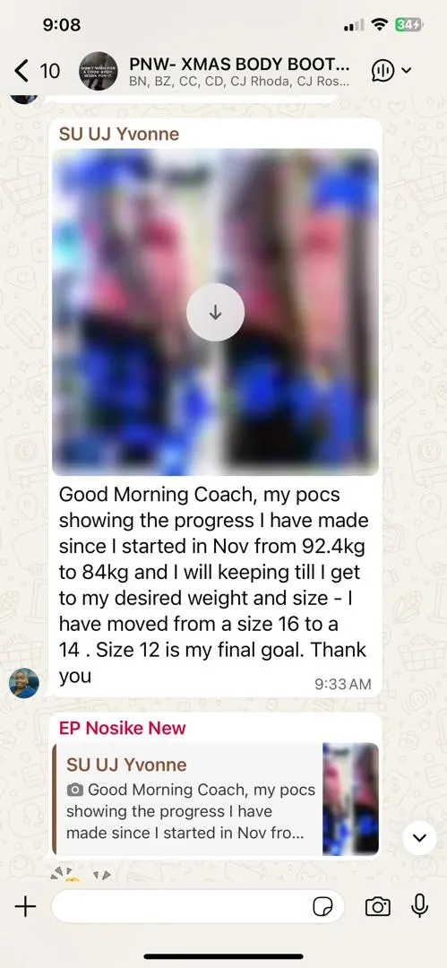 A member's WhatsApp message, shared as originally written. Phone numbers are blurred.